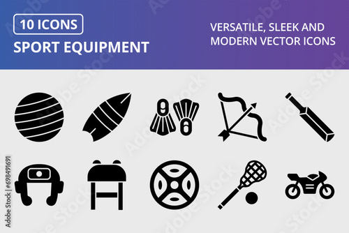 Sport Equipment Glyph Icons Set