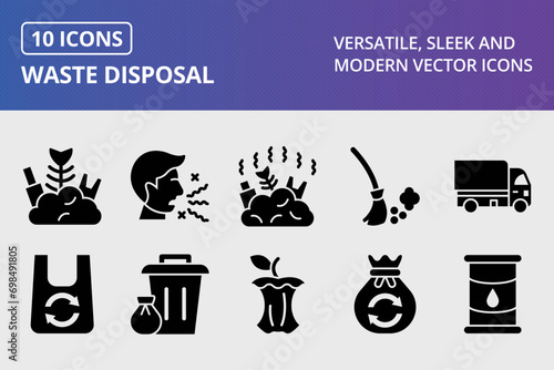 Waste Disposal Glyph Icons Set