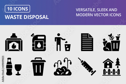 Waste Disposal Glyph Icons Set