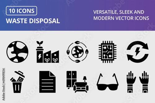 Waste Disposal Glyph Icons Set