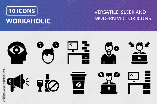 Workaholic Glyph Icons Set