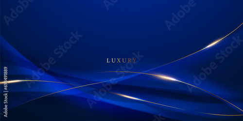 blue abstract background with luxury golden elements vector illustration