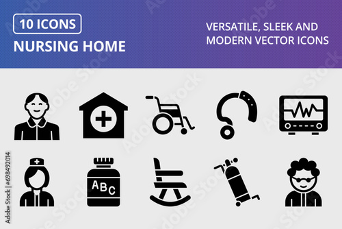 Nursing Home Glyph Icons Set