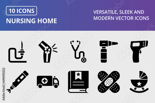 Nursing Home Glyph Icons Set