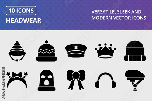 Headwear Glyph Icons Set