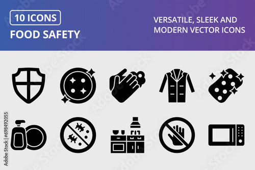 Food Safety Glyph Icons Set