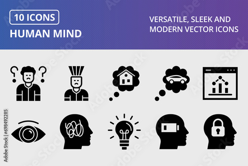 Human Mind Glyph Icons Set