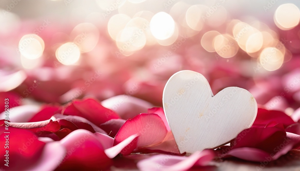 Herz auf Rosenblüten Valentinstag