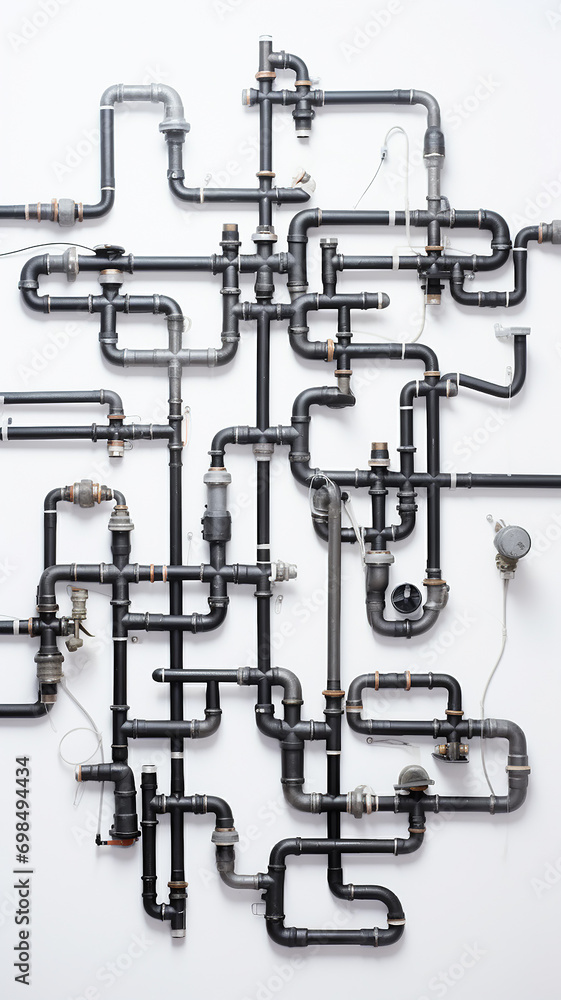 vertical background pipes and pipe connections isolated on white, abstract communications vertical background pipes and pipe connections isolated on white, abstract communications
