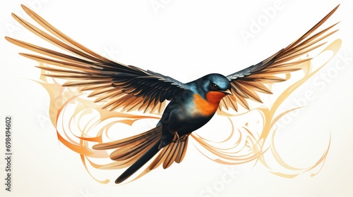  a colorful bird flying through the air with it s wings spread out and it s wings spread out.