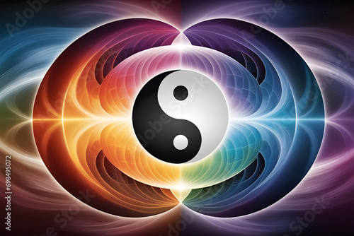 Harmonious balance of yin-yang symbols within psychic waves