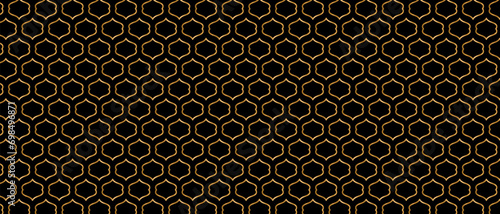 Islamic seamless pattern with arabic and islamic ornament for web, textile and wallpaper. Geometric gold ornament on black background eps 10