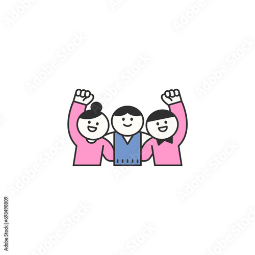 set of small children in saving poses small