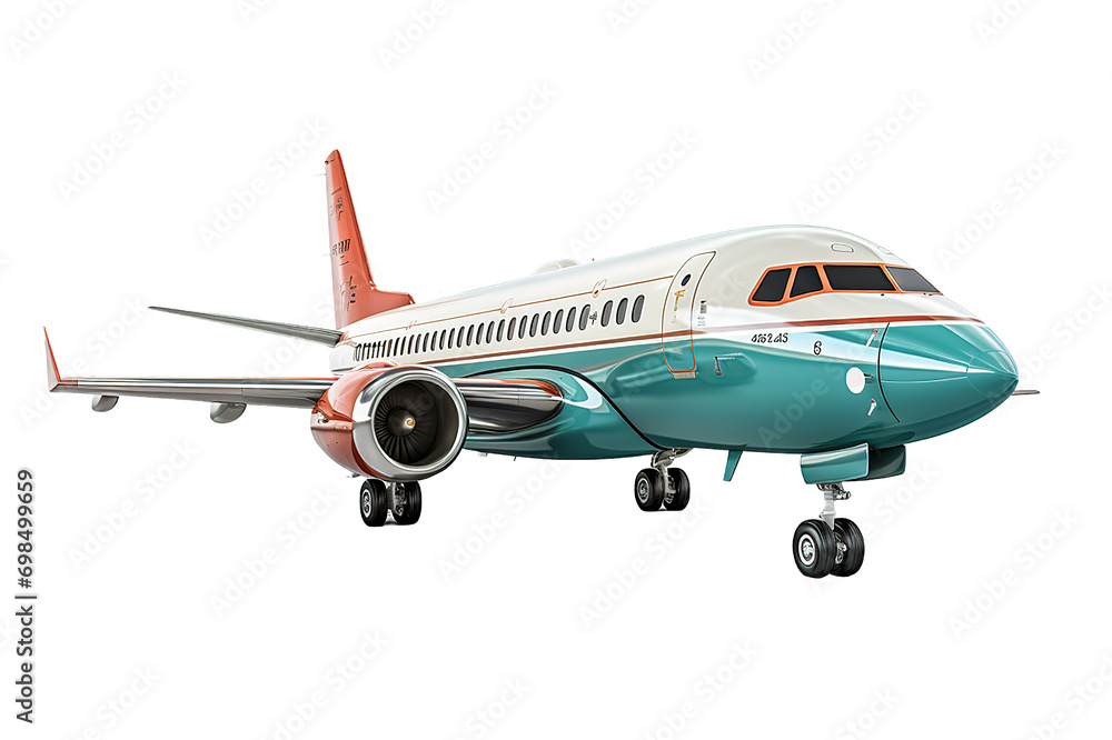 Private Jet Airplane isolated on PNG Background. Generative Ai.