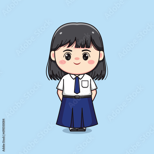 cute junior high school student girl chibi kawaii