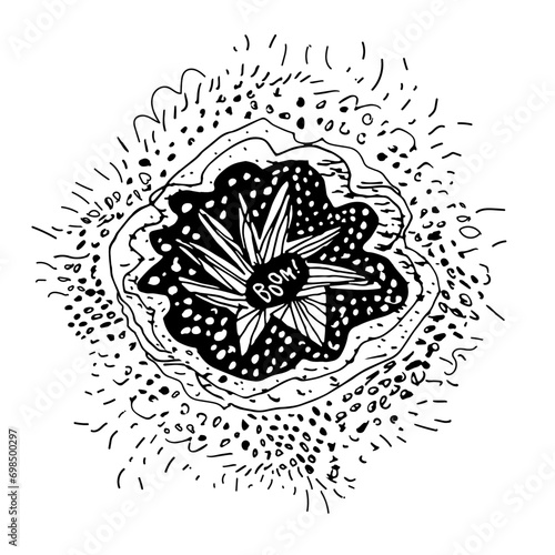 Funny firework design element for celebration of holiday party petard serpentine of marker pen in childlike scribble art. Funny scrabble style collection for modern design of happy new year. 