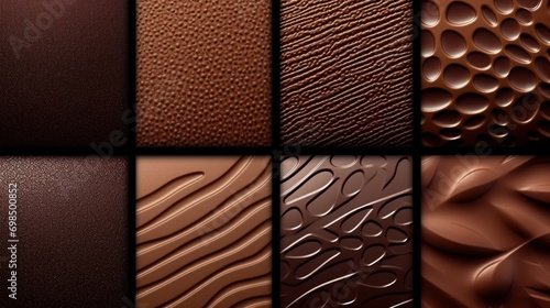  a close up of a bunch of different shapes and sizes of chocolates on a piece of chocolate cake paper.