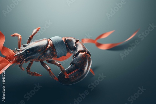 Ribbon banner with lobster design. Generative AI