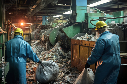 Factory teams coordinate recycling, sorting, and disposal for sustainable waste management
