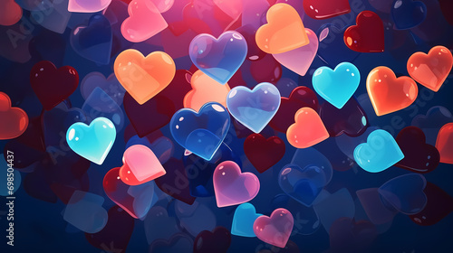 Valentine's Day illustration background wallpaper design, love heart, Valentine's Day card photo
