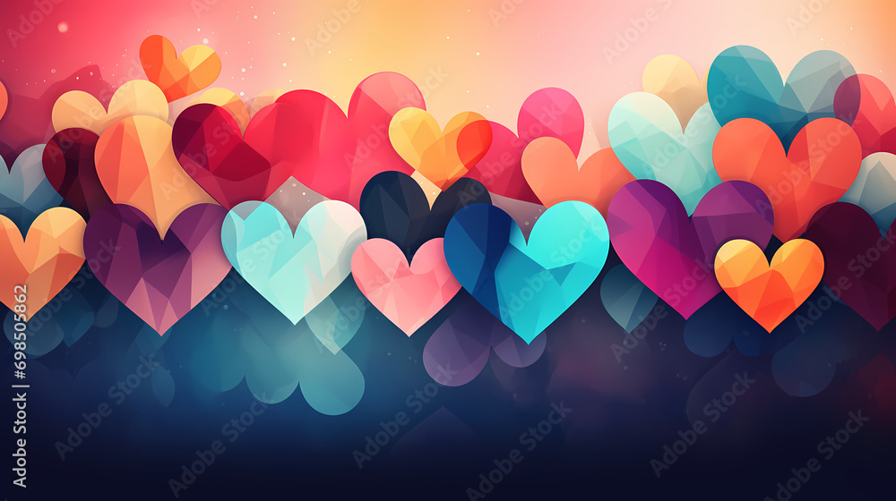 Valentine's Day illustration background wallpaper design, love heart, Valentine's Day background - obrazy, fototapety, plakaty 