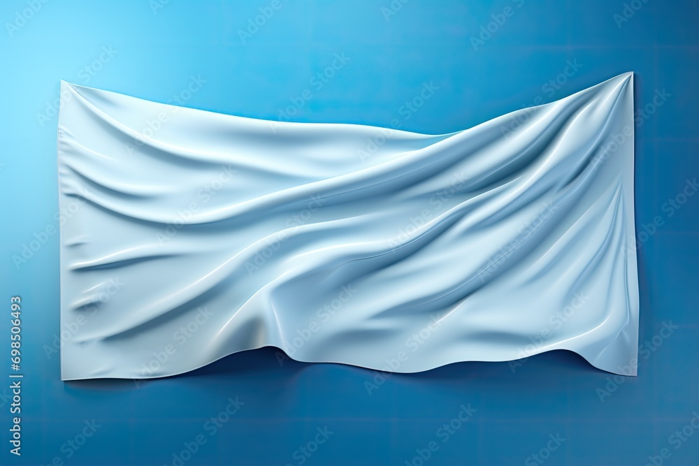 Blank White Flag Mockup on Blue Background