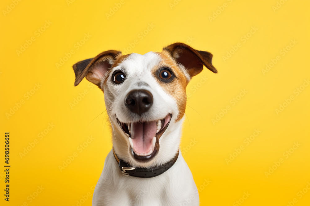 Terrier Chic: Jack Russell Terrier Poses Against a Solid Background