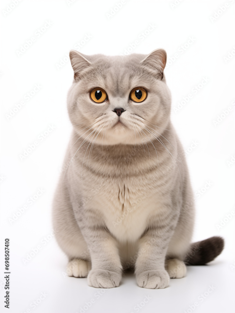 Süße BKH Katze in hellen grau als Poster oder Kalender, ai generativ