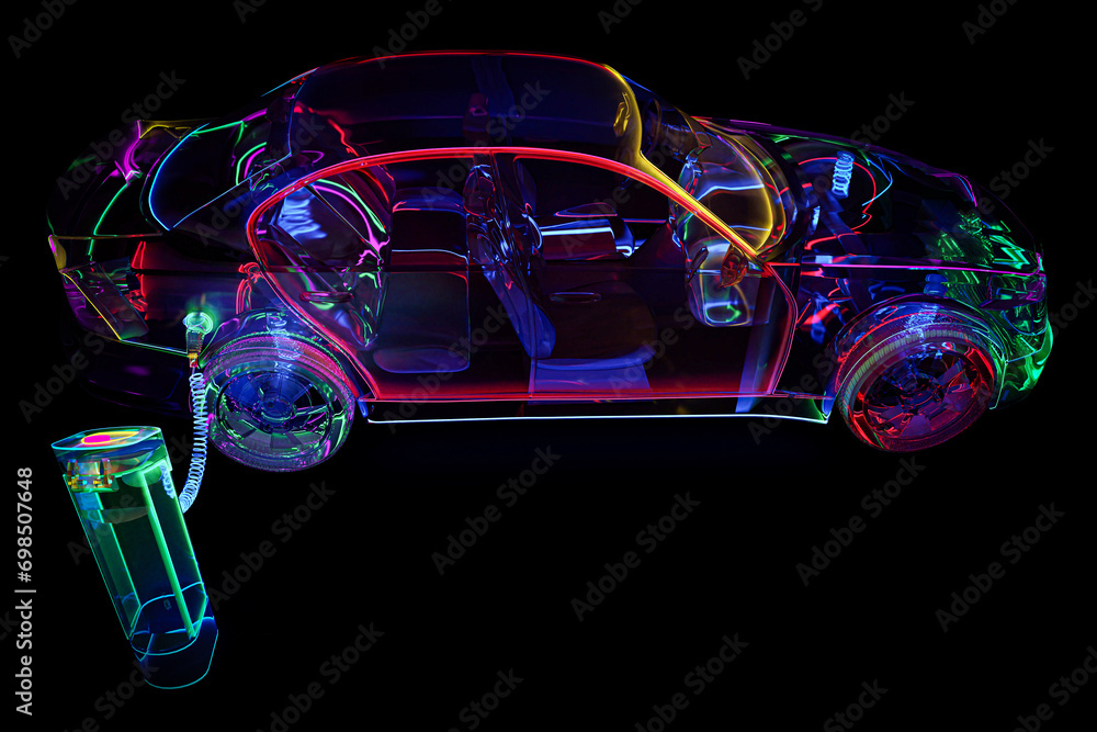 Glass Glowing Electric Car Charging