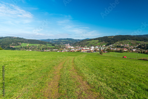 Turzovka town with hills around in Slovakia photo