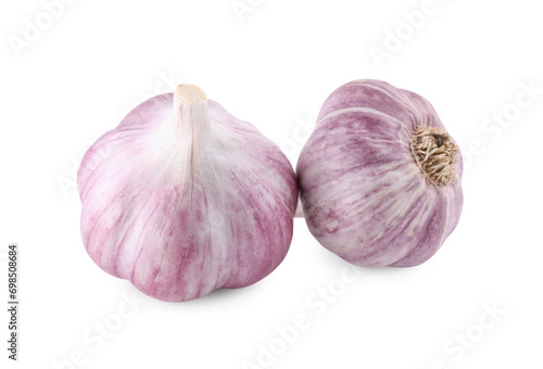 Fresh raw garlic heads isolated on white
