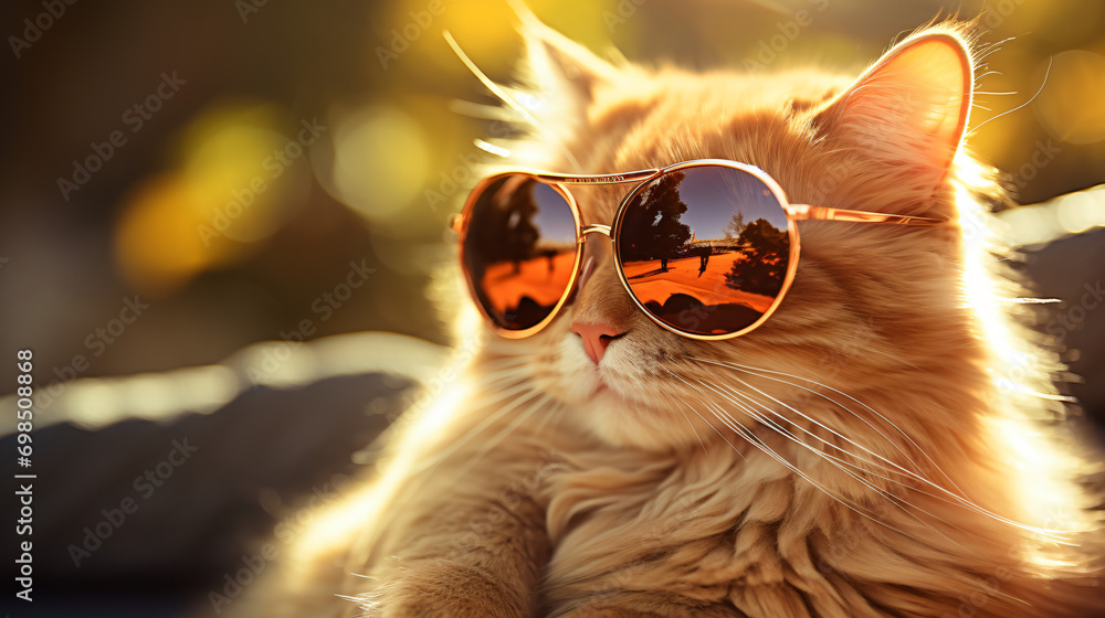 Cute cat with fashion sunglasses