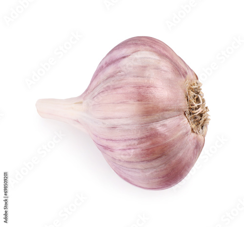 Head of fresh garlic isolated on white, top view