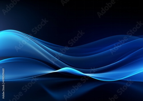 abstract blue, dark blue, black wave with minimal neon background with glowing wavy line