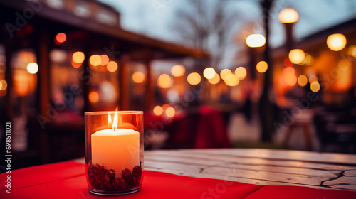  the candle is on the table, in the style of outdoor scenes