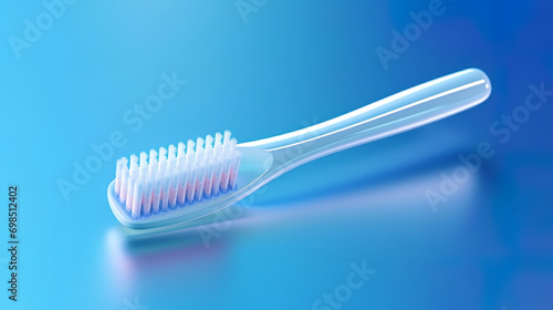 A toothbrush with a highlighted toothpaste on its bristles photo