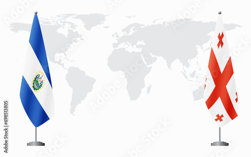 El Salvador and Georgia flags for official meeting