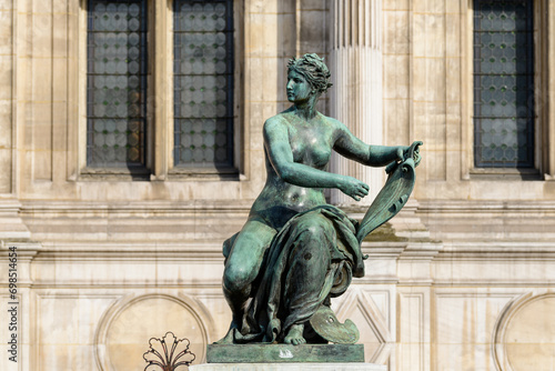 The town hall , in Europe, in France, in Ile de France, in Paris, Along the Seine, in summer, on a sunny day.