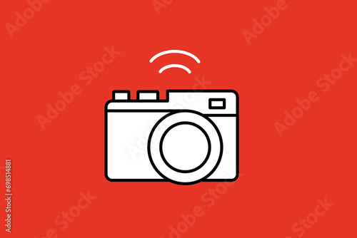 wireless photo camera illustration in flat style design. Vector illustration.	