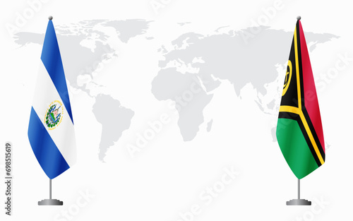 El Salvador and Vanuatu flags for official meeting