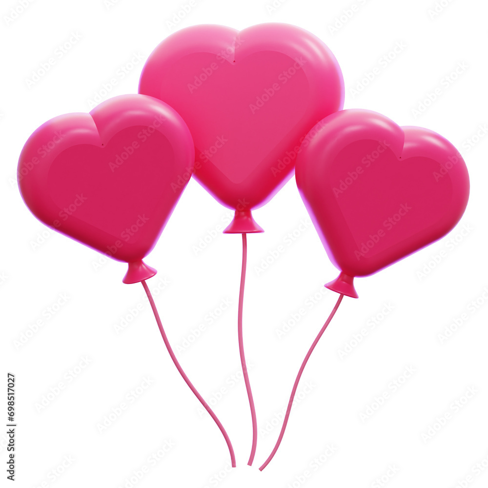 Heart Balloons 3D Illustration