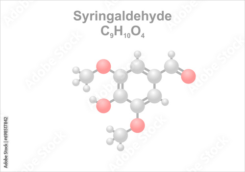Syringaldehyde. Simplified scheme of the molecule. Substance is formed in oak barrels. Whisky production.