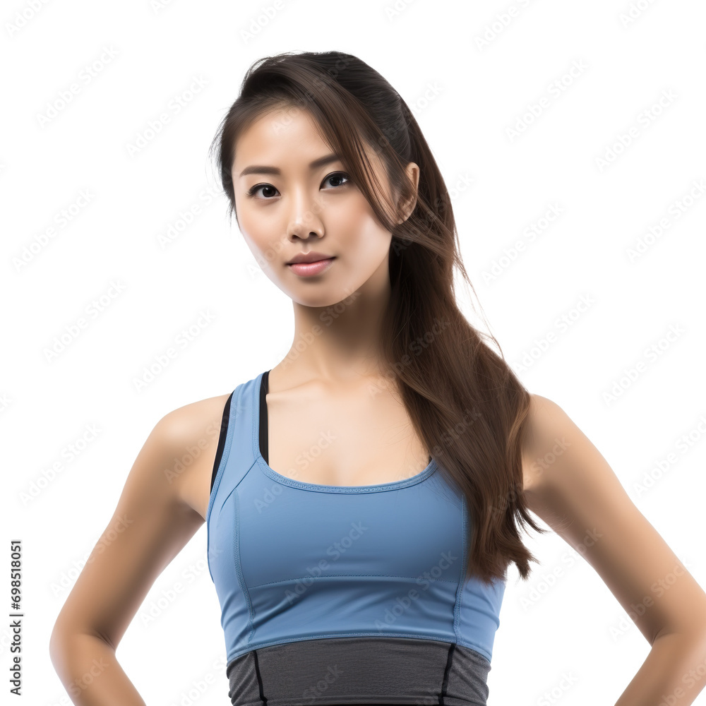 portrait of an Asian female fitness trainer posing on transparent background portrait of an Asian female fitness trainer posing on transparent background