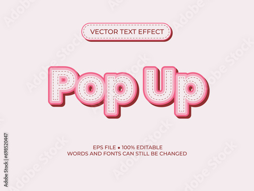 3d text effect with stitching style, editable vector text effect. The word font derives from Bold Public Sans font.