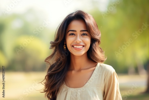 Perfect Smile: Indian Woman's Captivating Beauty generative ai