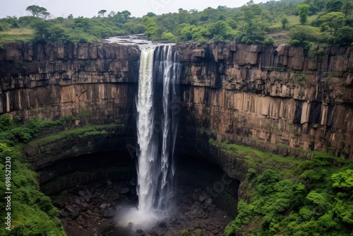 Bhalugaad Waterfall: Nature's Horseshoe and Plunge generative ai
