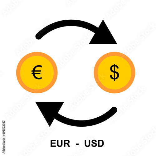 Foreign currency exchange icon. Containing Euro to US Dollar . Financial exchange concept. illustration Vector 