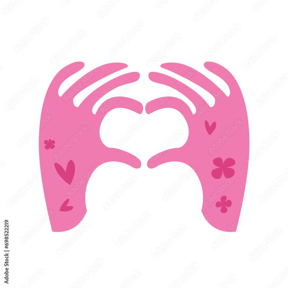 Hands Making or Formatting a Heart Symbol. I Love You Heart Sign. Valentine Day. Vector Flat Cartoon Illustration. Hands Making or Formatting a Heart Symbol. I Love You Heart Sign. Valentine Day. Vector Flat Cartoon Illustration.