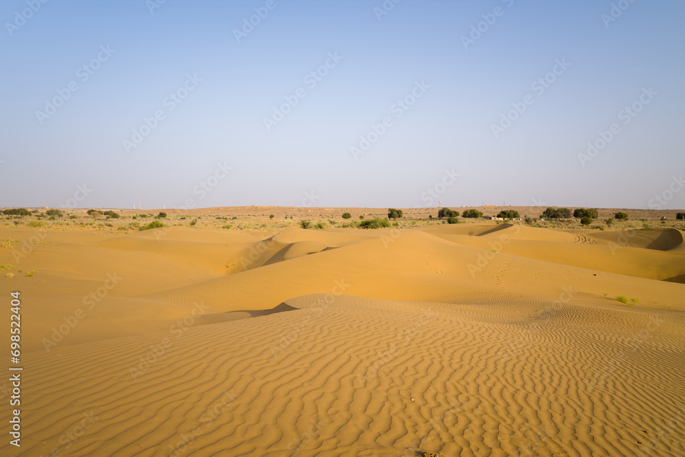 The desert in Asia, India, Rajasthan, Jaisalmer in summer on a sunny day. The desert in Asia, India, Rajasthan, Jaisalmer in summer on a sunny day.