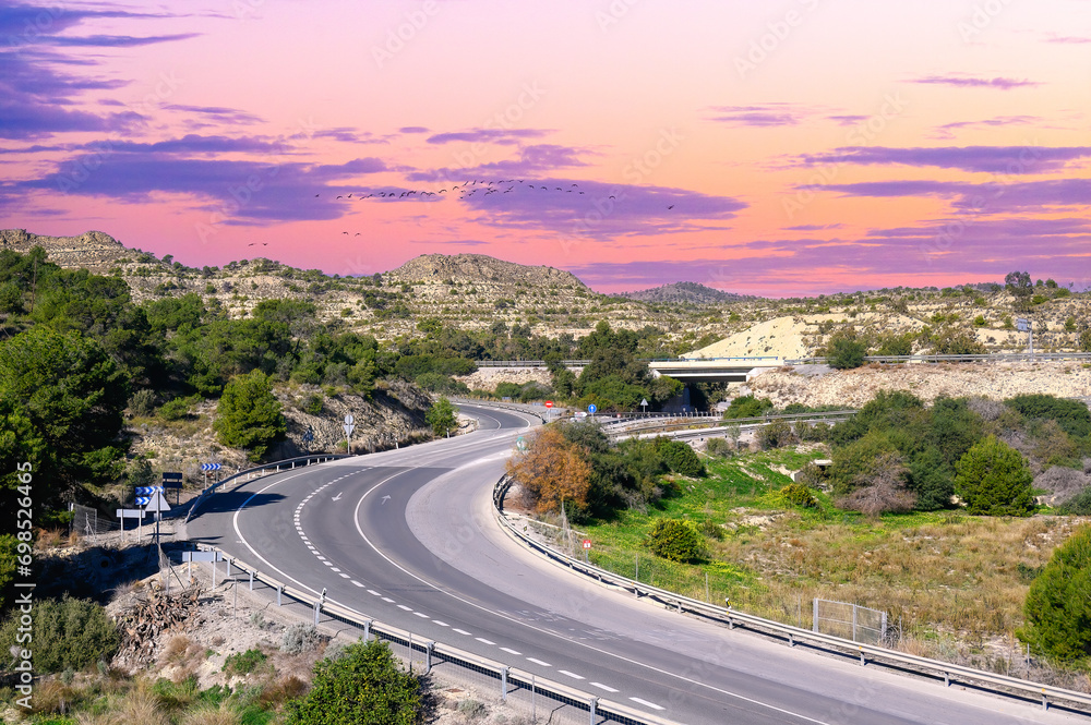 Rural road in Alicante Province, Spain